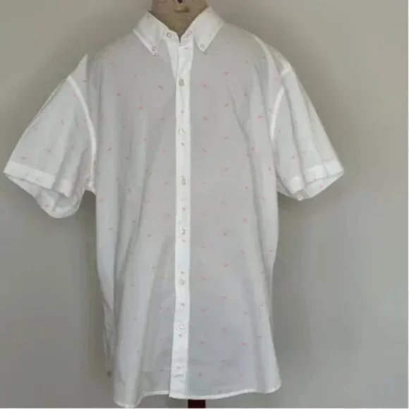 Bonobos White Short Sleeve Cotton Button Down with Pink Fruit Slices Size XL - Picture 1 of 11